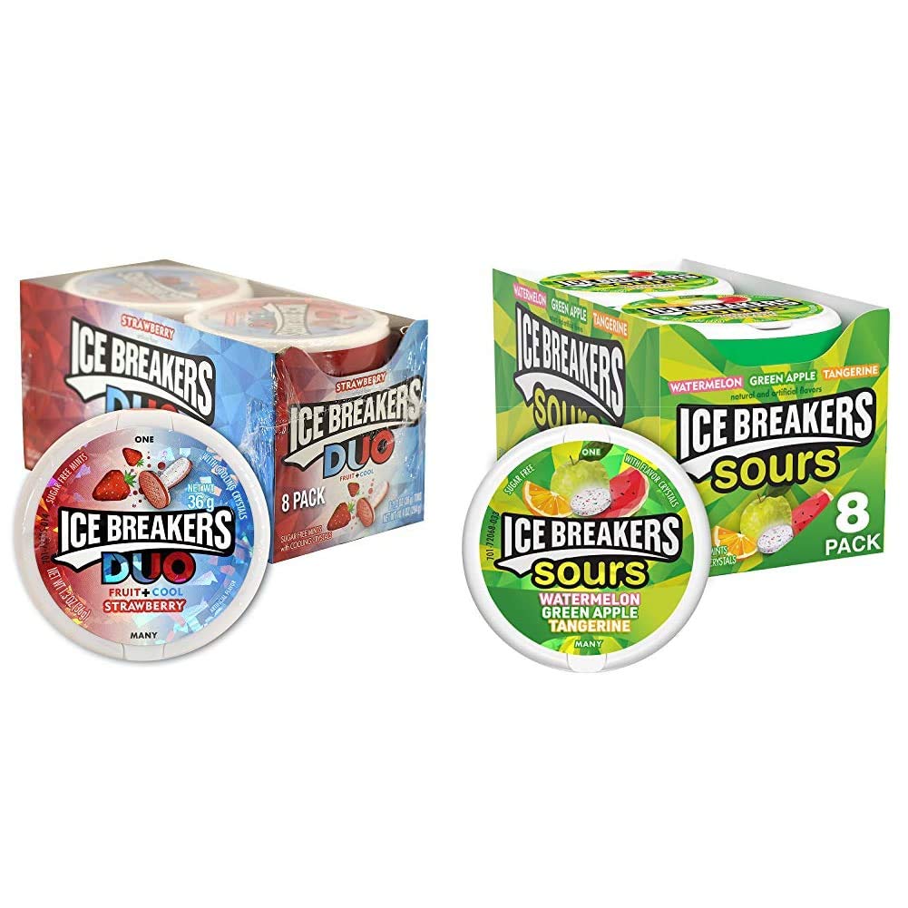 ICE BREAKERS Duo Fruit Plus Cool Strawberry Mints for Fresh Breath