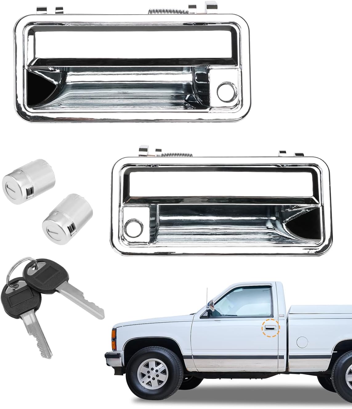 Chrome Exterior Door Handles with Lock Cylinders for Chevy GMC