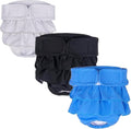 Reusable Dog Diapers Female Pack of 3 Black Gery Blue M - Washable