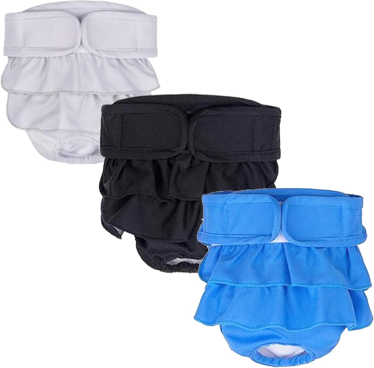 Washable Female Dog Diapers - Pack of 3, Highly Absorbent, Period Heat Panties - M