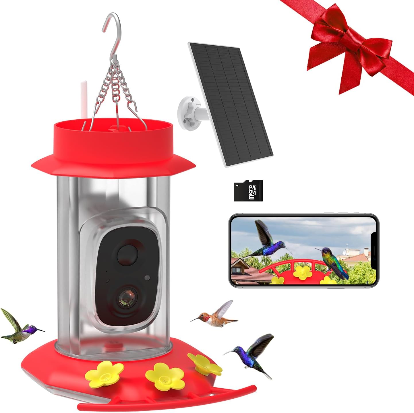 HD Camera Solar Hummingbird Feeder | Bird Species Recognition