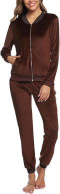 Velour Tracksuit Full Zip Up Sweatsuits Set 2 Piece Jogger Set - Cozy