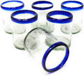 Hand Blown Mexican Drinking Glasses Set of 6 Tumbler Glasses