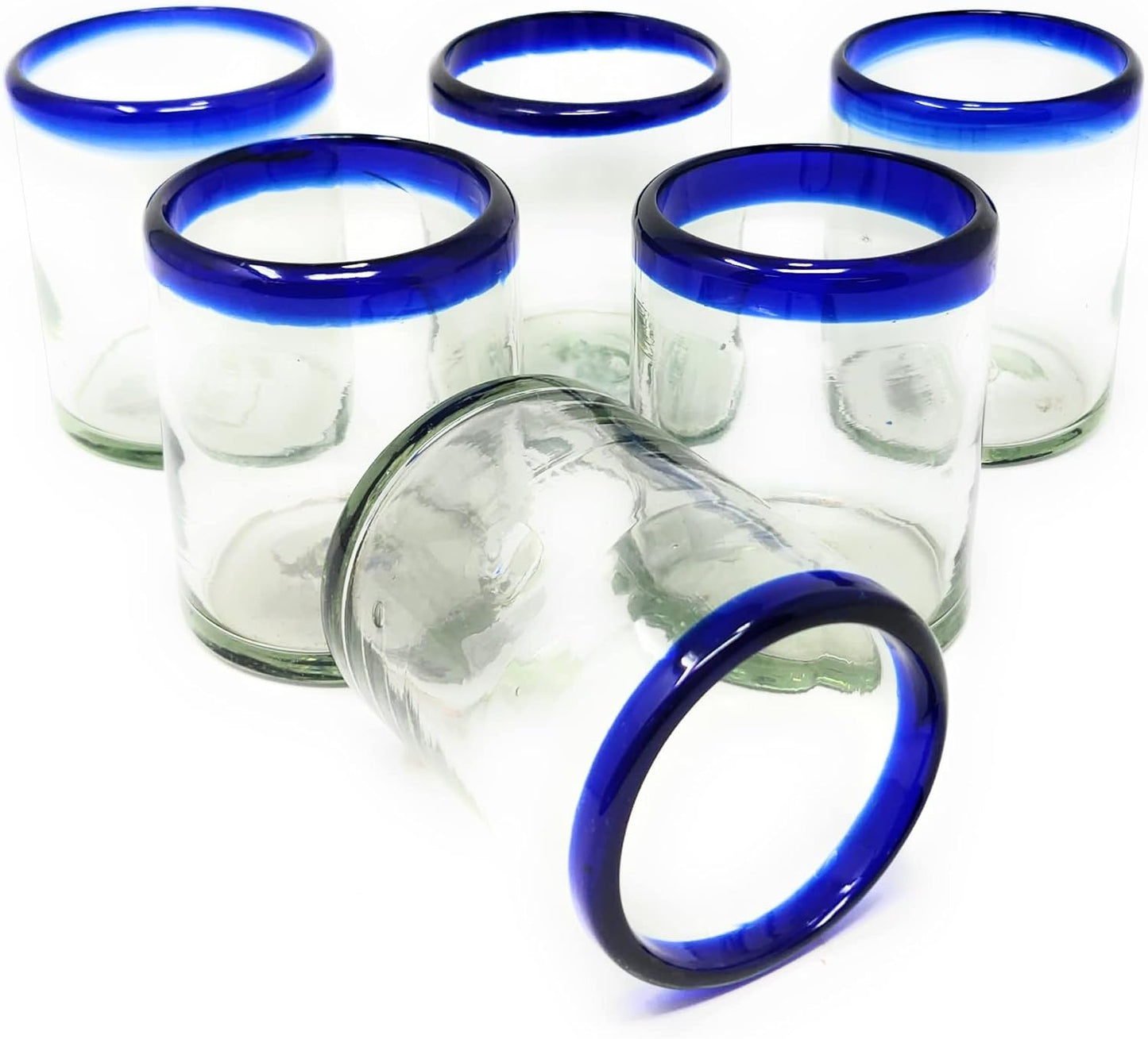 Hand Blown Mexican Drinking Glasses Set of 6 Tumbler Glasses