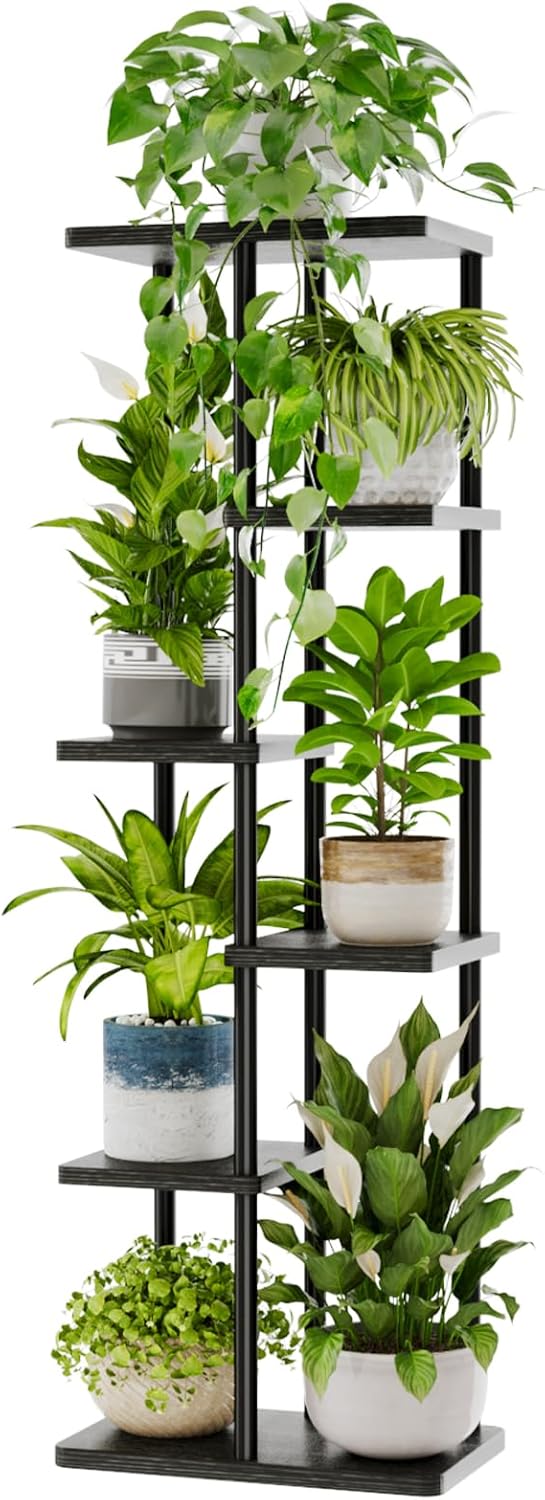 Bamworld Tall Plant Stand Indoor - 6 Tier Metal Plant Shelf