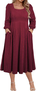 Womens Plus Size Midi Sweater Dress with Pockets - Soft Stretch Knit