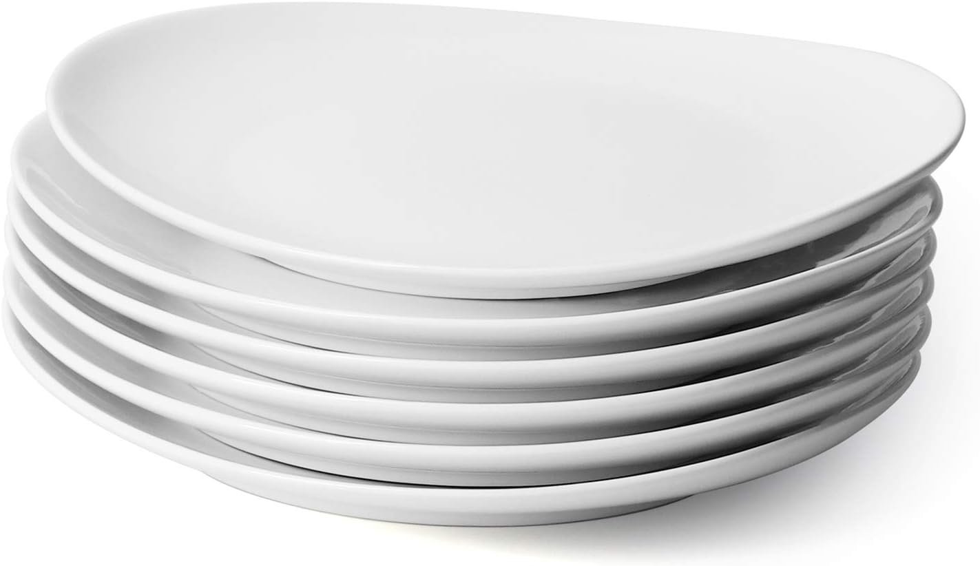 Sweese 11 Inch Dinner Plates Set of 6 - Elegant White Design
