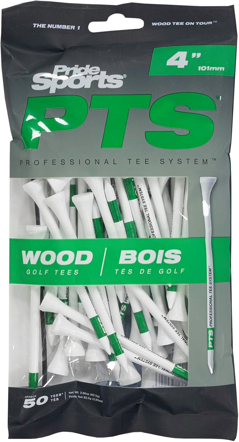 Longridge PTS Wooden Golf Tees - 4' - Bag of 50 Tees