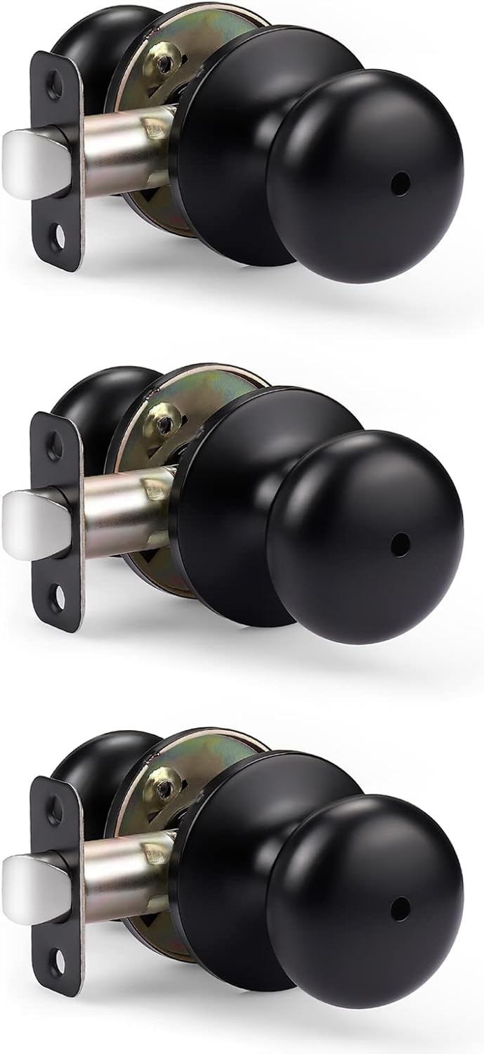 KNOBWELL 3 Pack Privacy Door Knob for Bathroom or Bedroom