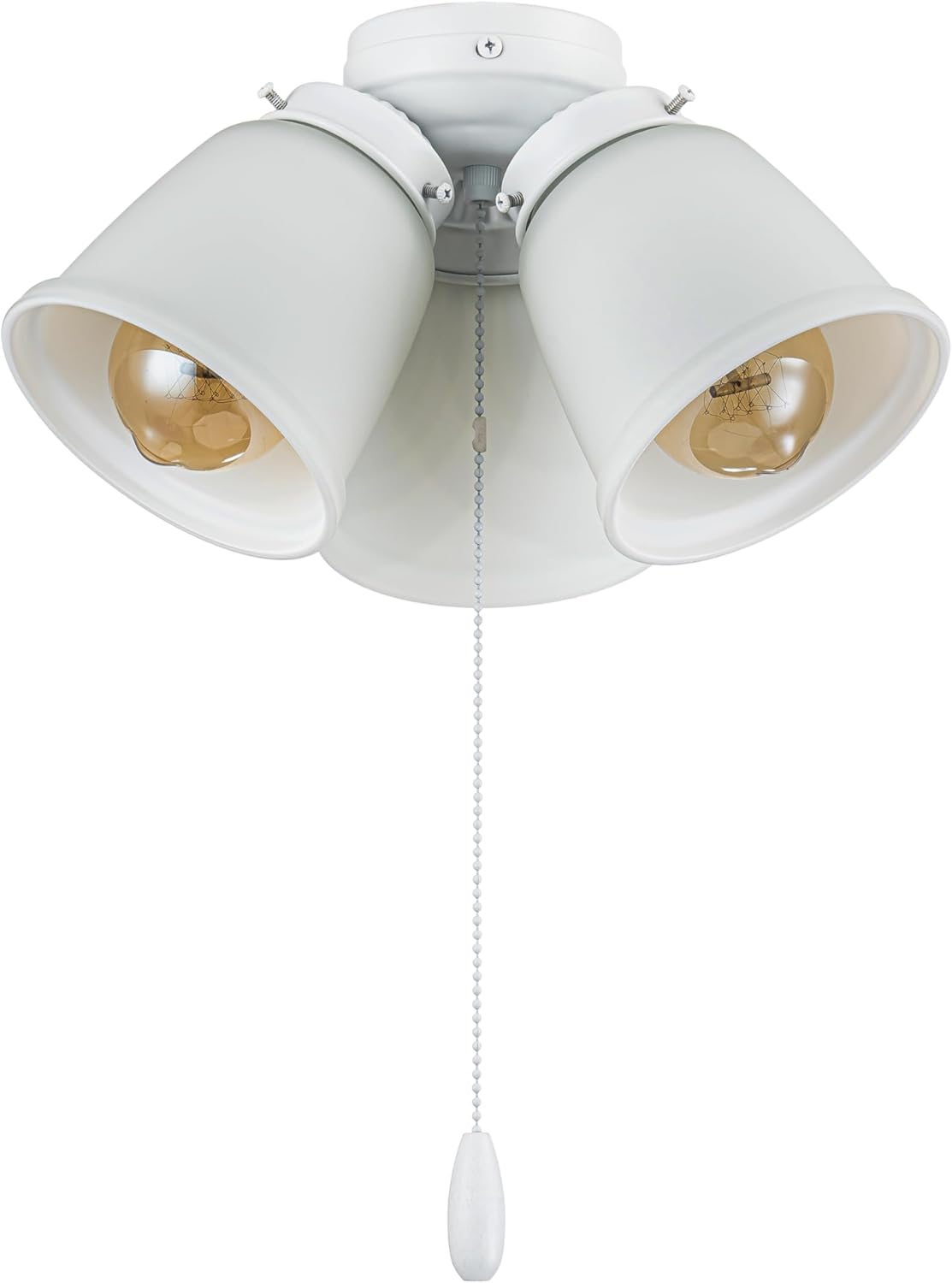 Three-Light Ceiling Fan Light Kit with Pull Chain in Matte White