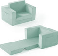 Kids Couch 2-in-1 Toddler Chair Comfy Teal - Convertible Fold-Out Seat