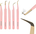 Eyelash Extension Tweezers Set Fiber Tip Curved 45 90 Degree - Precise