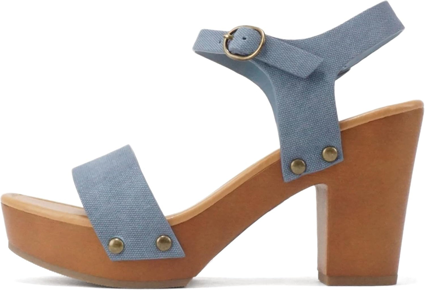 Soda Women's Bold Buckles Studded Wedge Sandal for Style