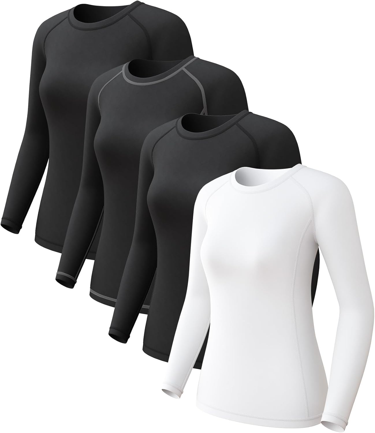4 Pack Women's Long Sleeve Compression Shirts for Active Lifestyle
