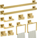 TURS 10-Piece Brushed Gold Bathroom Towel Bar Set - Durable SUS304
