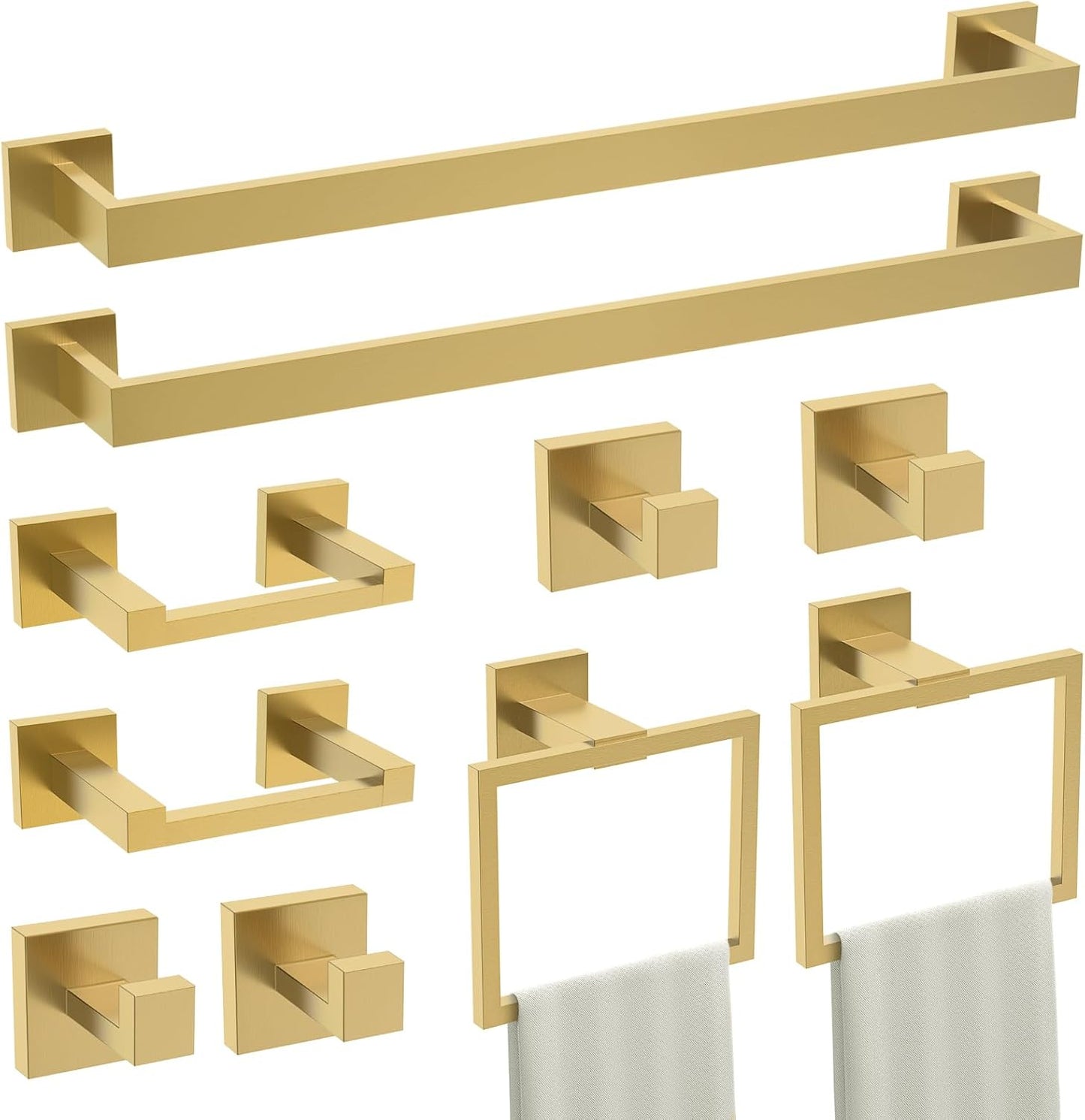 TURS 10-Piece Bathroom Hardware Accessories Set in Brushed Gold