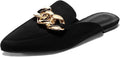 Womens Backless Pointed Toe Mules with Metal Chain - Chic Comfort