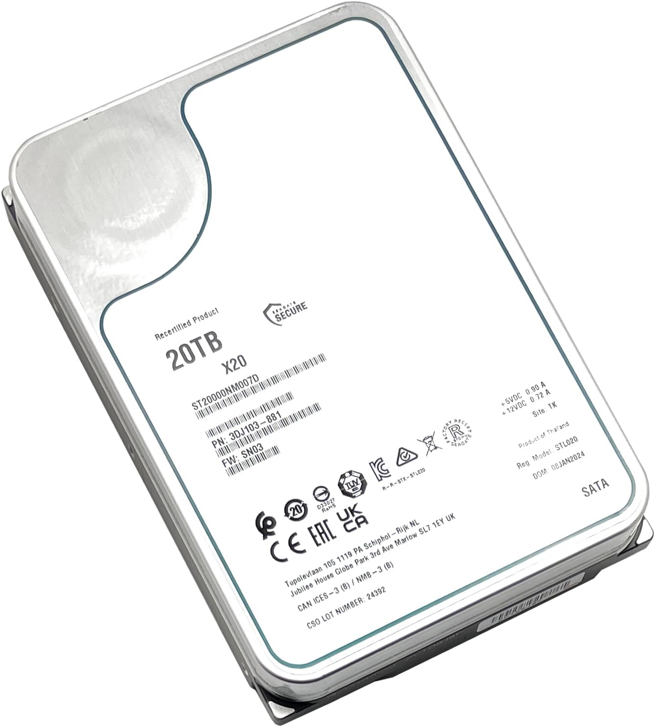 20TB 7200RPM SATA Hard Drive for Data Centers and Backups