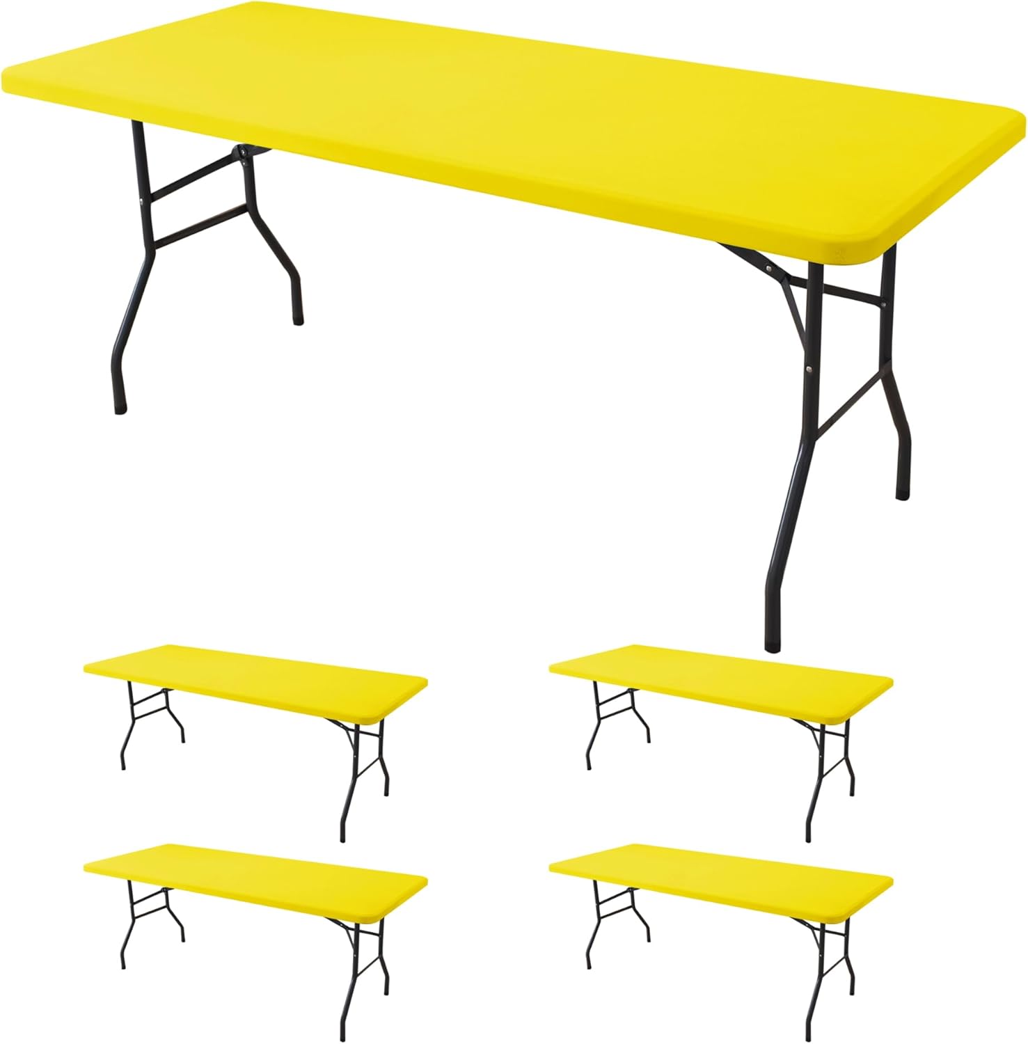 Fitted Tablecloth for 8 Foot Rectangle Tables - 4 Pack Yellow