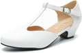 Women's T-Strap Low Chunky Heel Mary Jane Pumps - Dressy Comfort