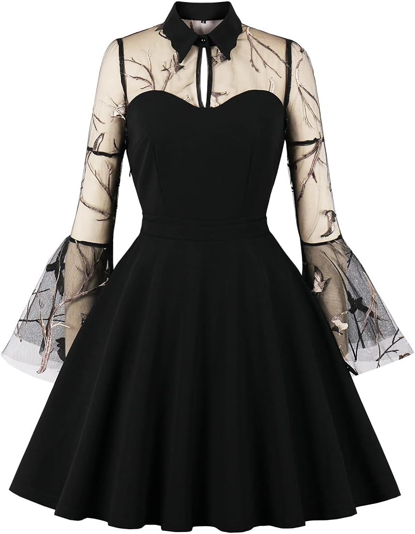 Women's Vintage Polka Dot 1950s Audrey Retro Rockabilly Dress