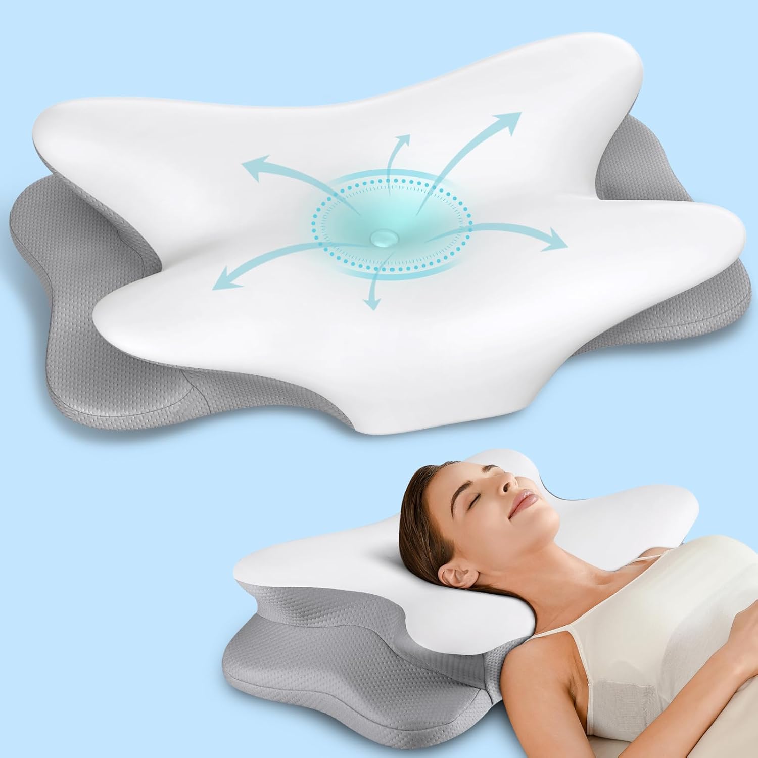 Cervical Neck Pillow for Pain Relief - Ergonomic Side Sleeper