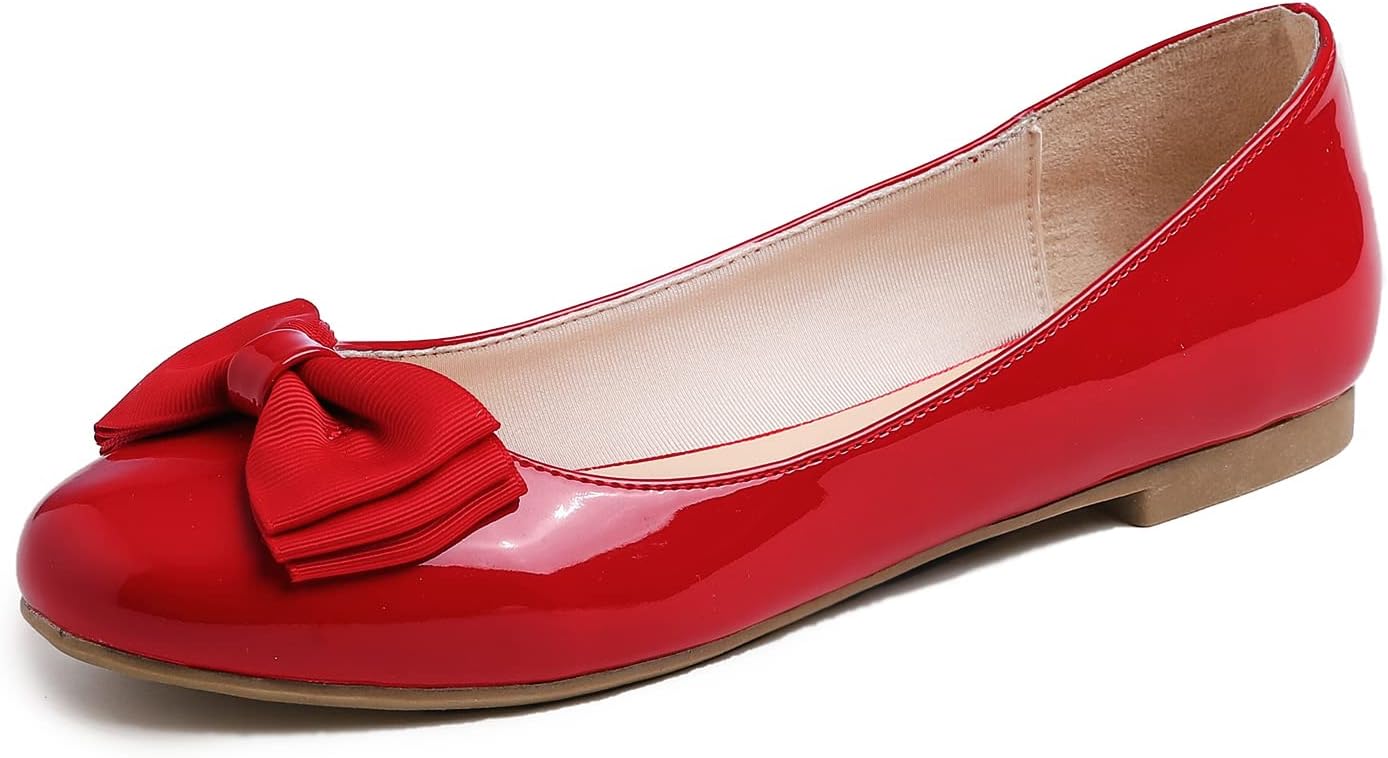 Feversole Women's Round Toe Cute Bow Trim Ballet Flats Review