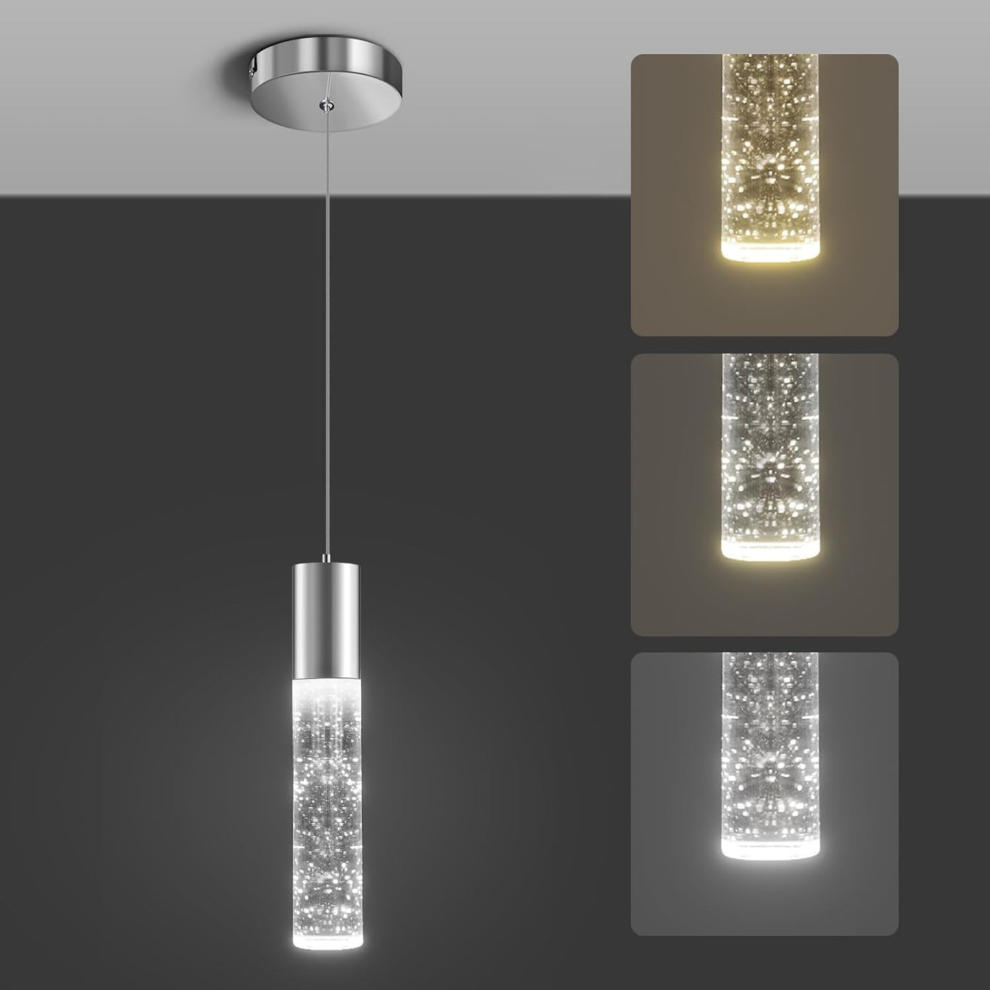 OKELI Modern Pendant Light with Adjustable 3 Color LED Options
