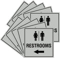 Square Restrooms Left Arrow Sign Large 10 Pack - Lt Gray Adhesive