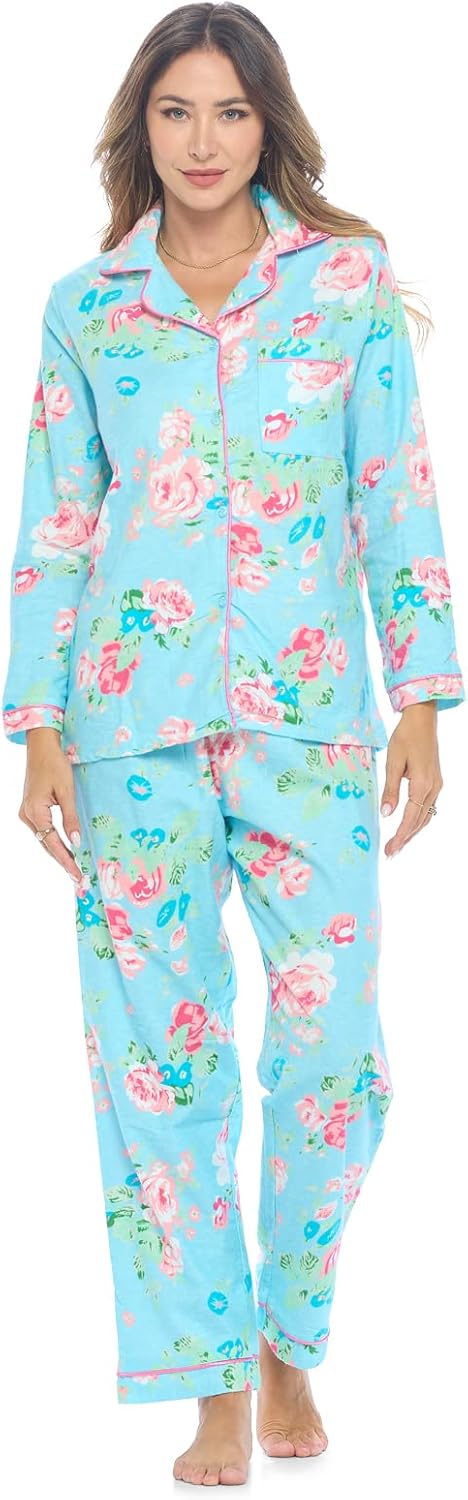 Casual Nights Women's Flannel Long Sleeve Pajama Set for Comfort