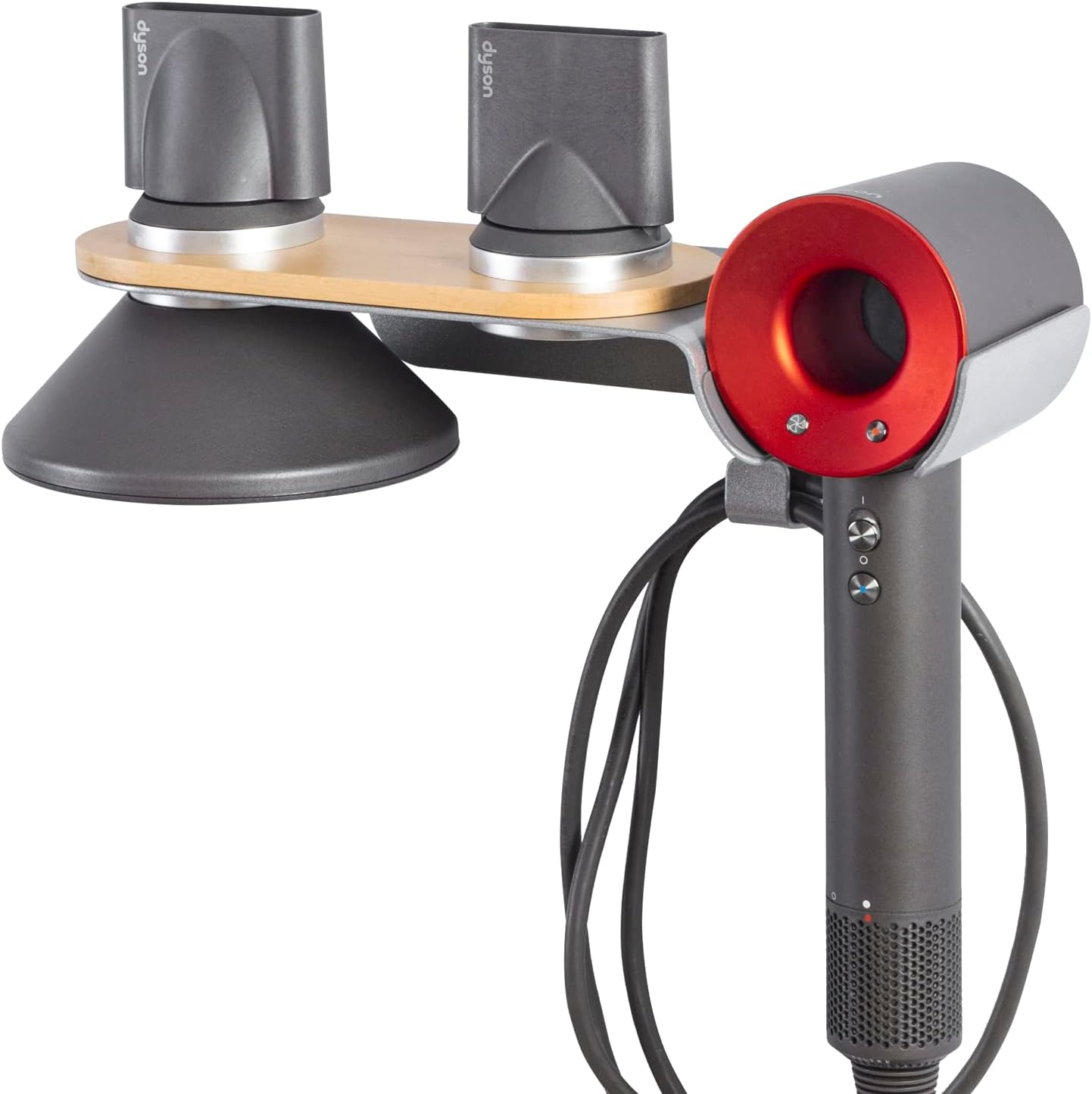 MyGift Beech Wood 6-in-1 Hair Dryer Holder