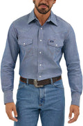 Wrangler Mens Chambray Long Sleeve Work Shirt Chambray - Cowboy Cut