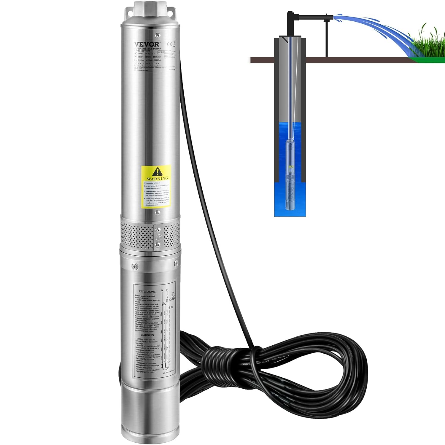 VEVOR Deep Well Submersible Pump for Home and Industrial Use