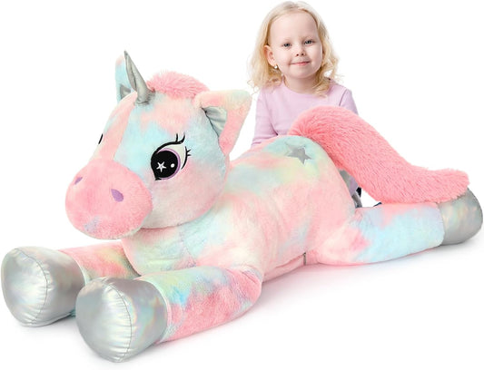 Giant Rainbow Cuddly Unicorn Plush Toy for Girls & Bedroom Decor