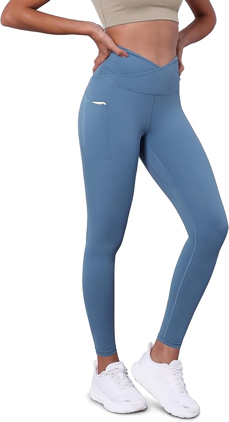 ODODOS Gathered Cross Waist Yoga Pants for Women - Stylish Comfort