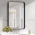 Black Metal Framed Bathroom Mirror 24x36 in Rounded Rectangle