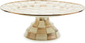 Enamel Pedestal Platter Round Cake Stand Small - Mocha Check