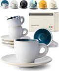 KIVY 3 oz Espresso Cups Set of 4 - Italian Style Stoneware