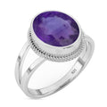 925 Sterling Silver Amethyst Ring for Women - Art Deco Elegance