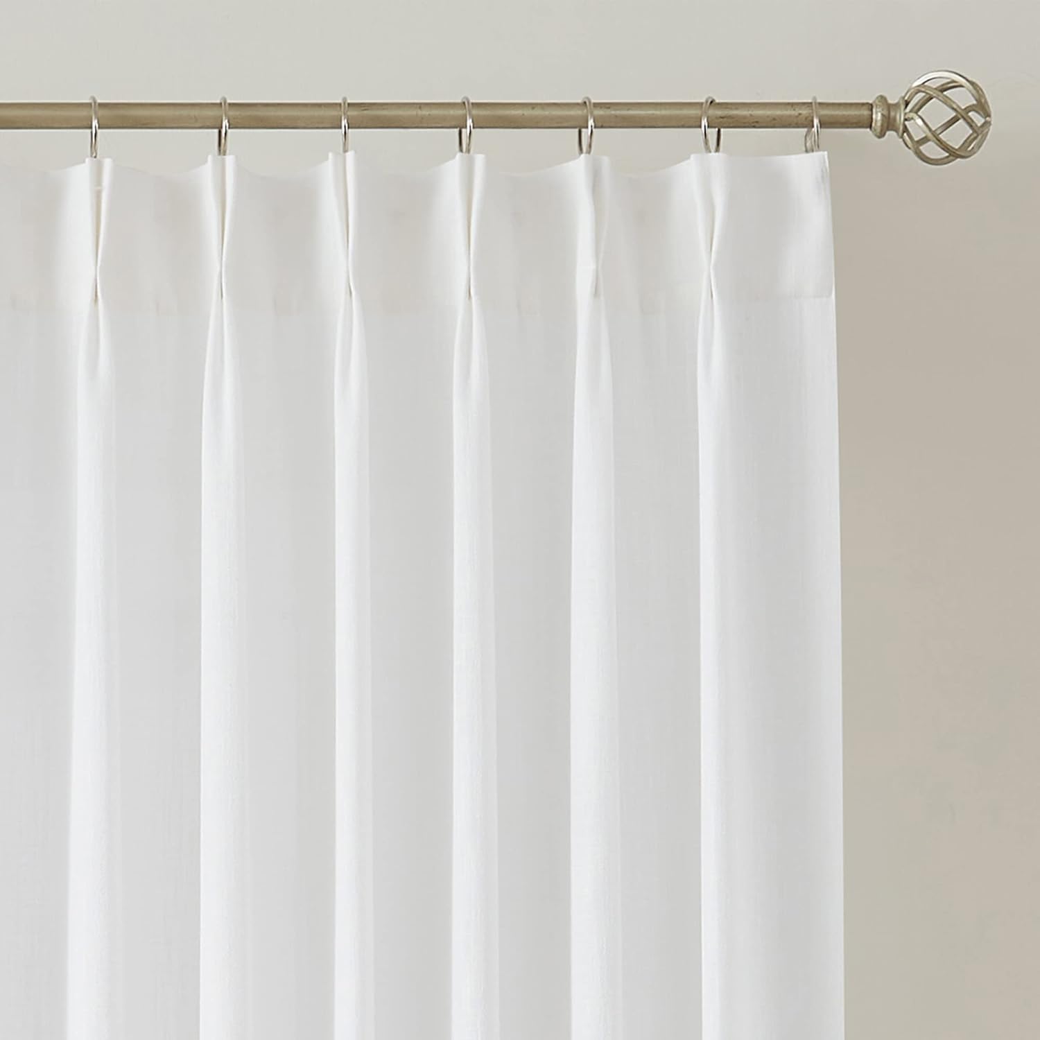 Vision Home White Pinch Pleated Semi Sheer Curtains for Windows