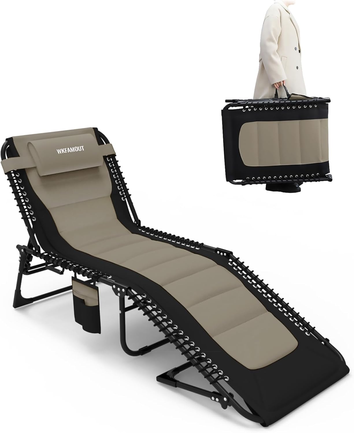 Outdoor Folding Lounge Chair with Adjustable 5-Position Recline
