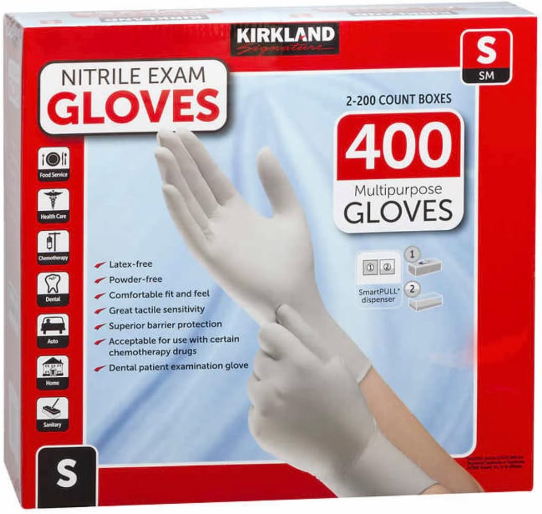 400 Small Nitrile Exam Gloves: Kirkland Signature - Bulk Savings