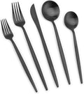 Matte Black Silverware Set 20 Piece Flatware for 4 - Sleek Satin