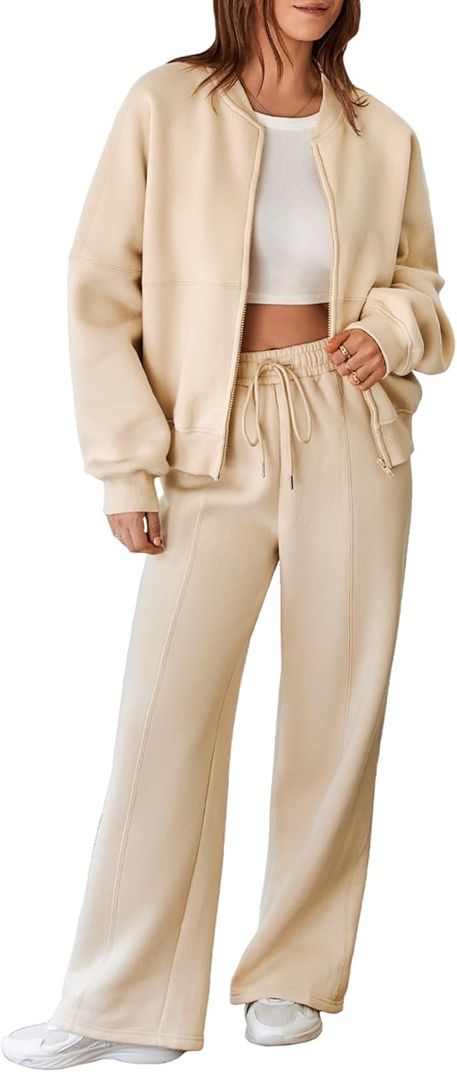 Stylish Women's 2 Piece Oversized Fleece Sweatsuit Set