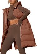 Inorin Womens Down Vest with Stand Collar and Hood - Warm Long Puffer