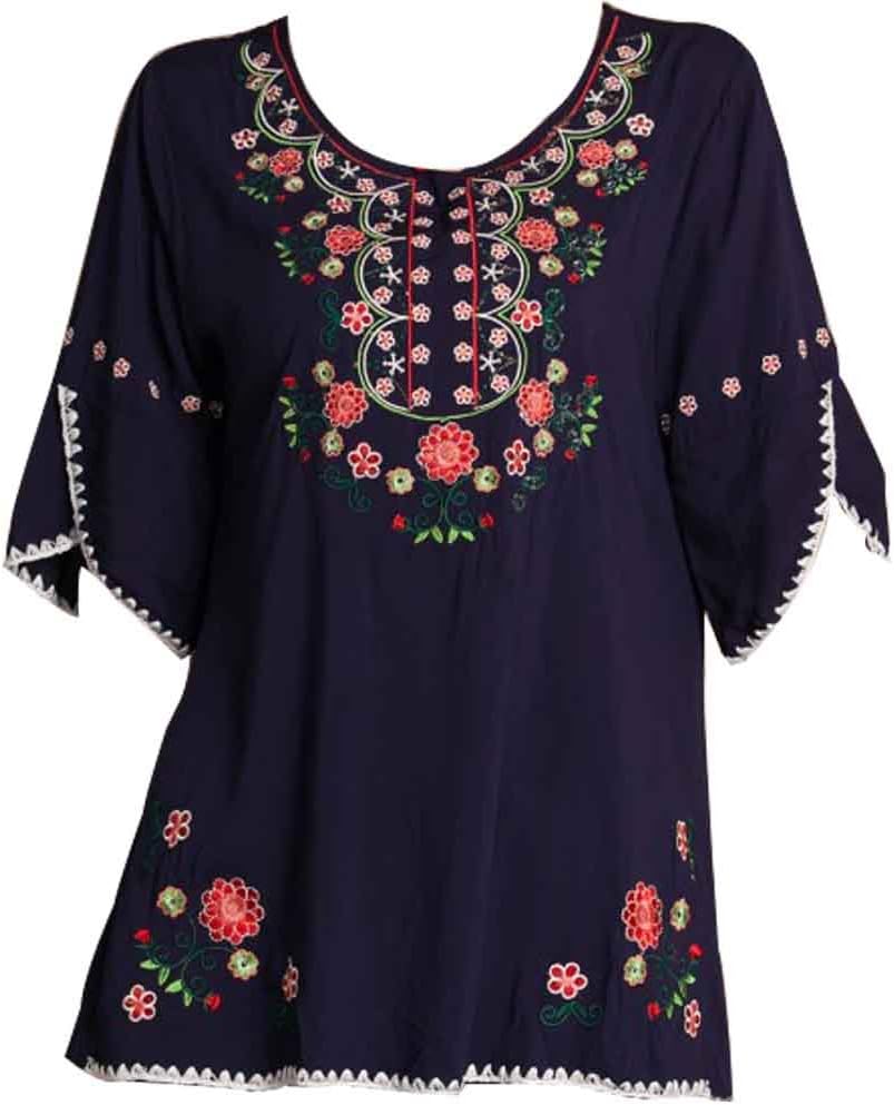 Mexican Shirts Peasant Blouses Cotton Embroidered Boho Tops