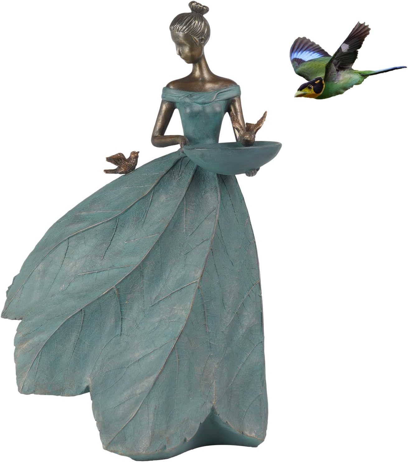 Dilicoming Large Garden Fairy Statue Bird Feeder & Bath Decor