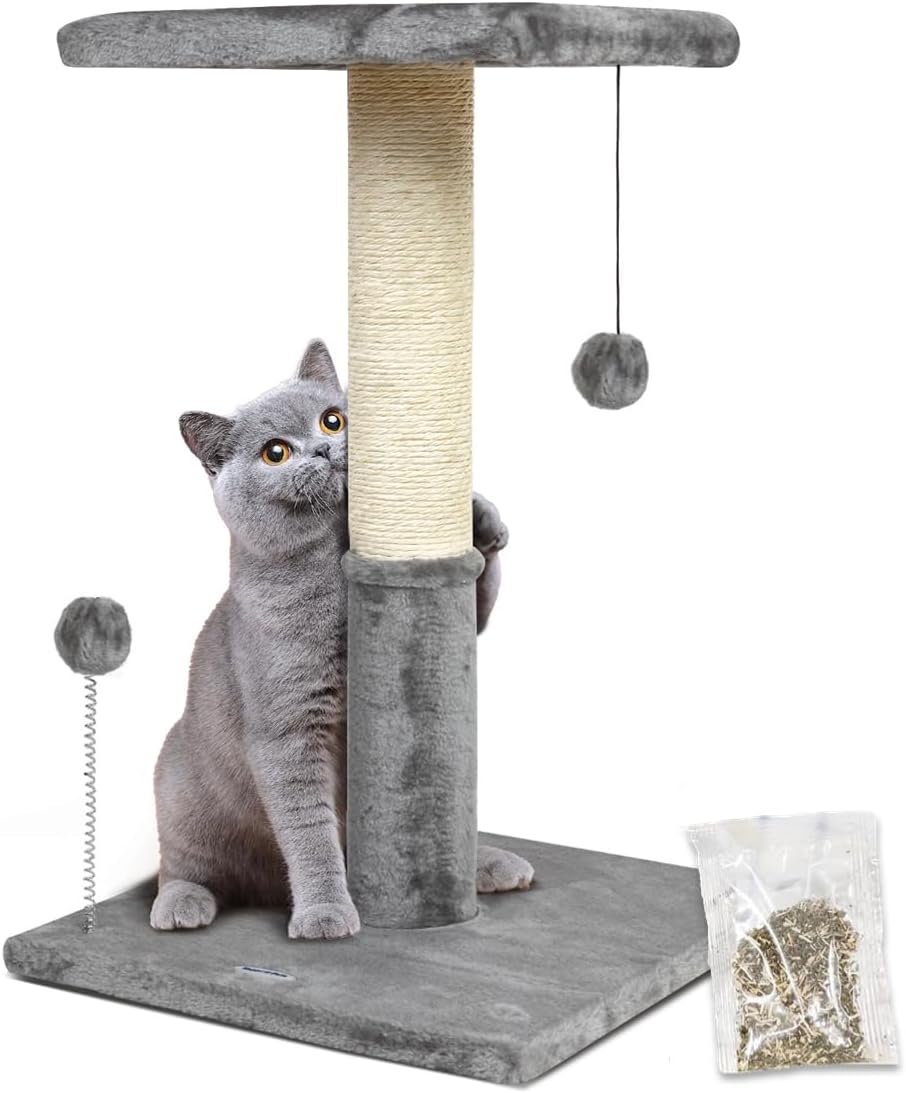 Happi N Pets 26 in Cat Scratching Post with Cozy Perch & Toys