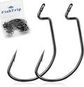 EWG Hooks for Bass Fishing 50pcs Offset Worm Hooks - Extra Wide Gap