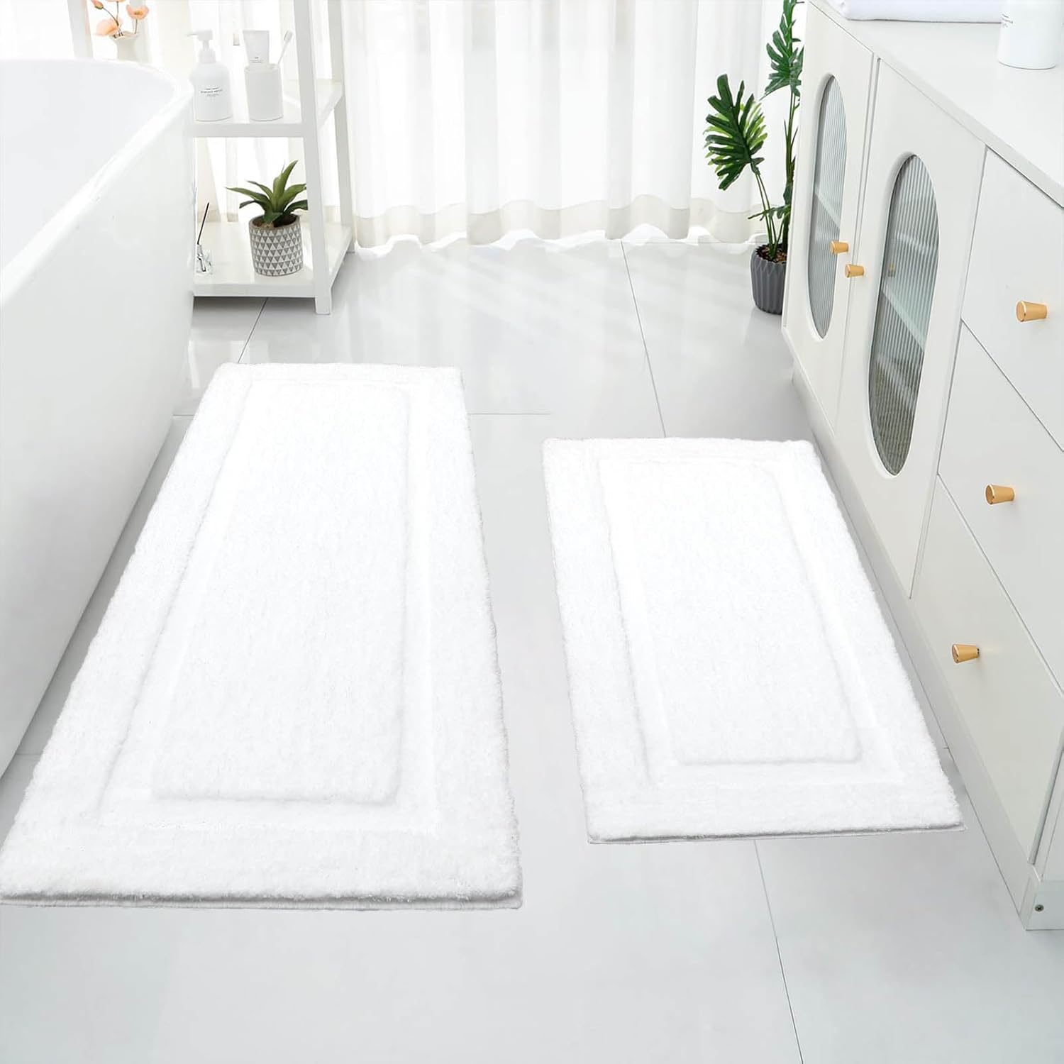 SHACOS Super Soft Bathroom Runner Rugs Set of 2 for Comfort